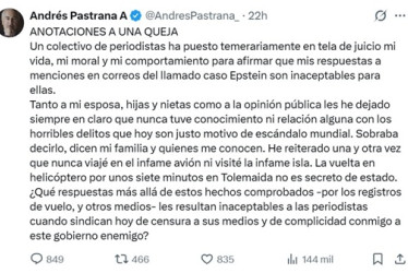 Reproducción | LA PATRIA El expresidente se defendió a través de cuenta en la red social X, misma vía por donde fue cuestionado por el colectivo de mujeres.