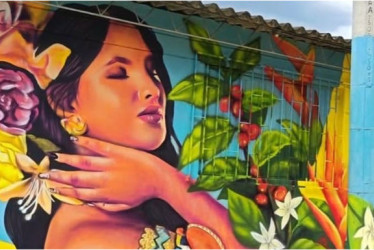 Este es el mural que le pintó el artista Artedwin en un corregimiento de la capital de Risaralda.