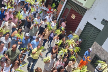 La procesión de ramos en Pácora tuvo una participación masiva de la comunidad católica. 