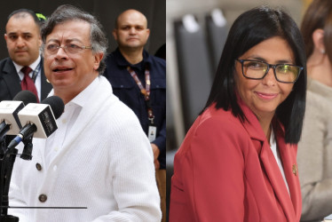 Gustavo Petro, presidente de Colombia, y Delcy Rodríguez, mandataria encargada de Venezuela.
