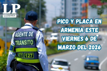 Pico y placa en Armenia (Quindío) este viernes, 6 de marzo del 2026