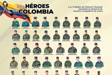 Foto | Ejército Nacional | LA PATRIA Carlos Andrés Tabaco Franco; Jairo Andrés Rincón Machado; Jhon Jairo Acuña Cruz; Yeerson Fabián Otavo Yaima; Wilmer Olegario Petevi Pontoja; Jonatan Moreno Baena; José Yefer Moreno Viveros; Janier Andrés Navarro Rangel; Juan Camilo Ovallos Lozano; Santiago Andrés Arias Pérez; Cristian Camilo Baza Tordecilla; Julián David Céspedes Arias; Juan Sebastián Chaverra Romaña; Jesús Enrique Chiquillo Miranda; Cristian Camilo Contreras Astroza; Jhon Fader Cruz Vargas; Luis Eduardo