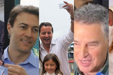  Álvaro Uribe, Daniel Quintero, David Luna, Aníbal Gaviria y Paloma Valencia, candidatos al Senado y consulta presidencial, respectivamente.