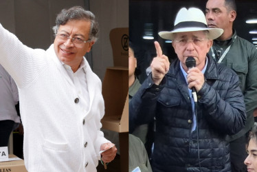 Gustavo Petro, presidente de Colombia, líder del Pacto Histórico, y el expresidente Álvaro Uribe, fundador y líder del Centro Democrático.