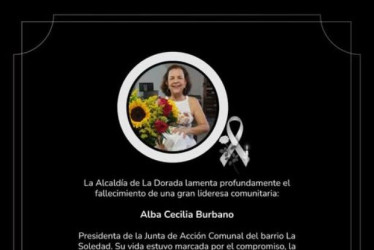 Imagen I Facebook Alcaldía I LA PATRIA  Alba Cecilia Burbano, presidenta de Junta de Acción Comunal, quien murió en días pasados.