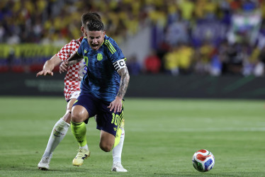 James Rodríguez en el primero de los dos partidos amistosos que disputó la Selección Colombia en Estados Unidos. Aquí, contra Croacia.