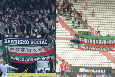 Holocausto Norte y Brigada Once en un partido del Once Caldas en el estadio Palogrande.