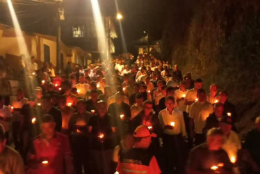 Nutrido acompañamiento en la Procesión del Prendimiento en Pácora.