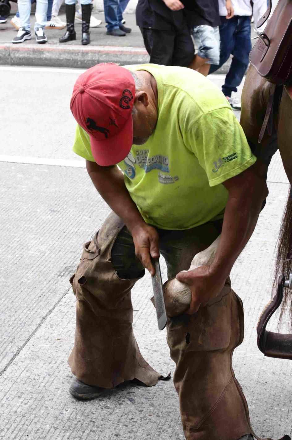 Va por todo el país herrando caballos