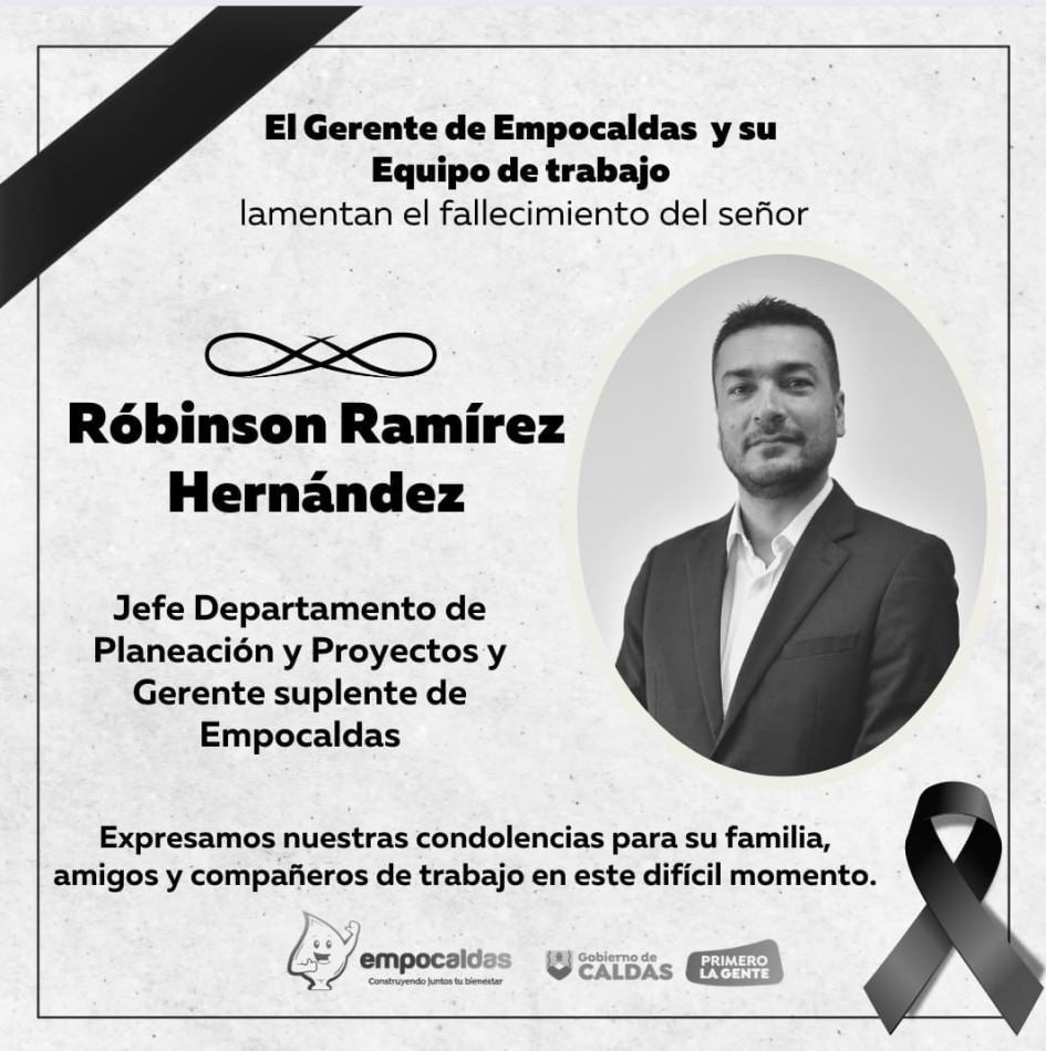 Fallecimiento del ingeniero Róbinson Ramírez Hernández