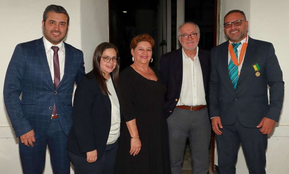 Manuel Fermín Giraldo, alcalde de Salamina; Viviana Zuluaga, diputada; Rocío Marulanda, concejal de Salamina; Guido Echeverri, senador, y Luis Fernando Cárdenas, rector de la institución.