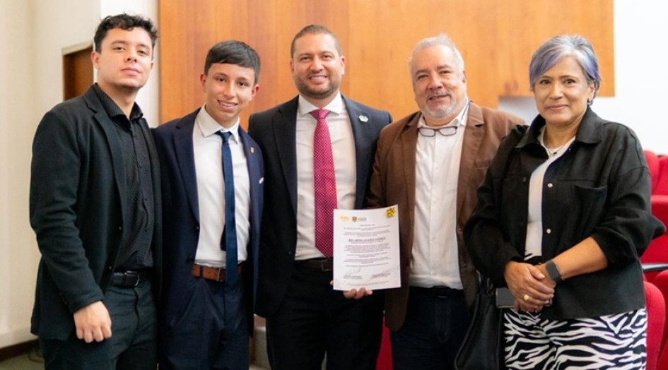 Fotos | Cortesía Alcaldía de Manizales | LA PATRIA Miguel Ángel Acero Arango, Santiago Acero Arango, secretario de Movilidad Juvenil; Juan Felipe Álvalrez Castro, secretario de Movilidad; Ricardo Acero Gómez, fiscal 22 local; y Luz Stella Patiño Gallego.