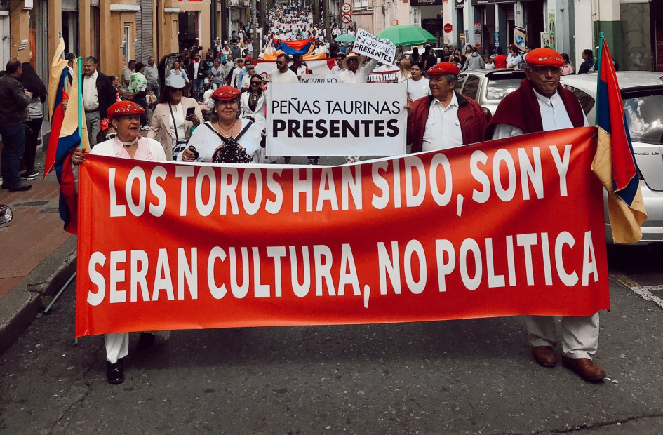 Taurinos de Manizales, durante su manifestación el pasado fin de semana a favor de la fiesta brava.