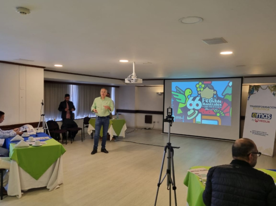 Juan Carlos Quintero, gerente de Emas, durante la presentación ante los medios de comunicación del operativo de la Feria de Manizales.