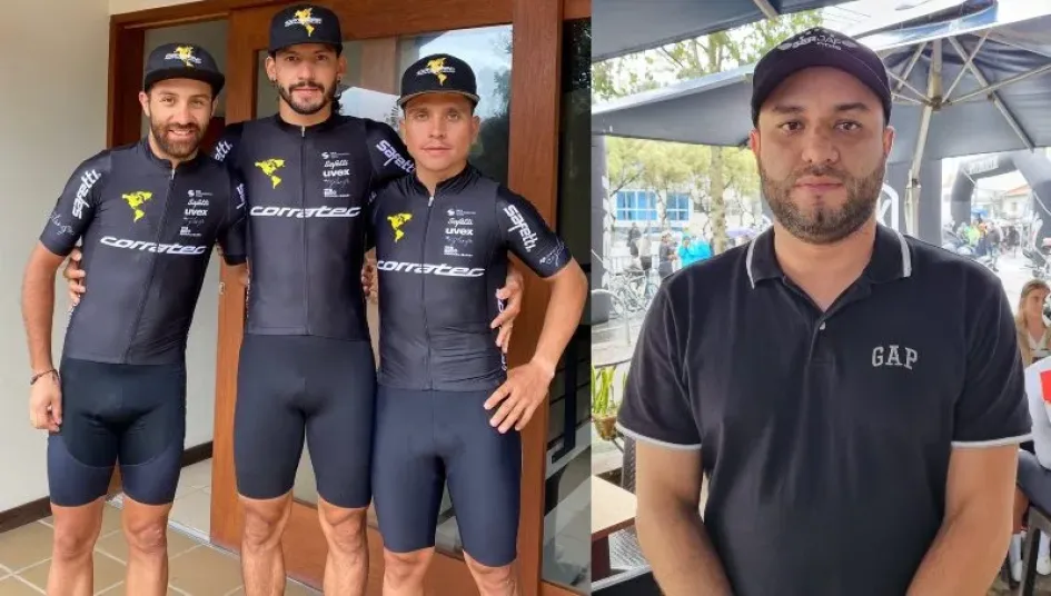 Yeison Rincón, Juan Diego Hoyos y Daniel Hoyos, los caldenses del Corratec American Team. Y Jairo Acevedo.
