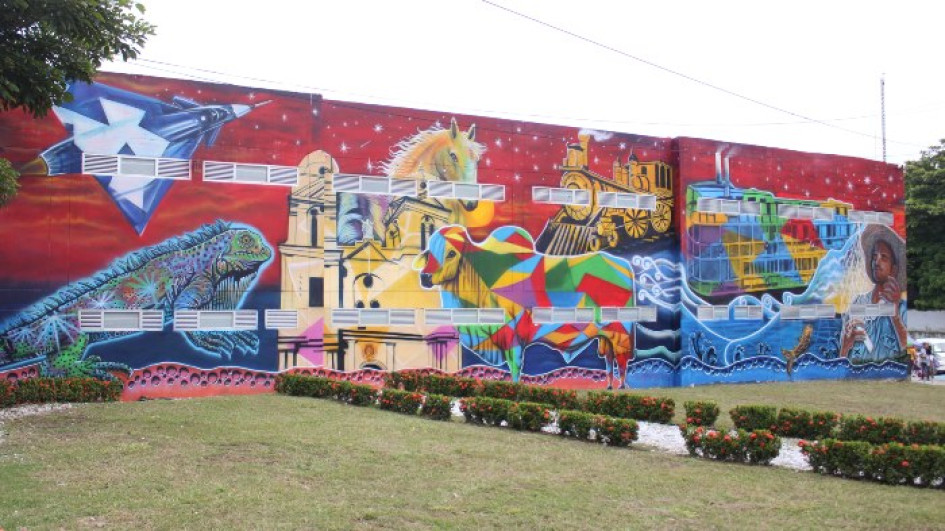 Mural ubicado en la entrada al municipio de La Dorada.