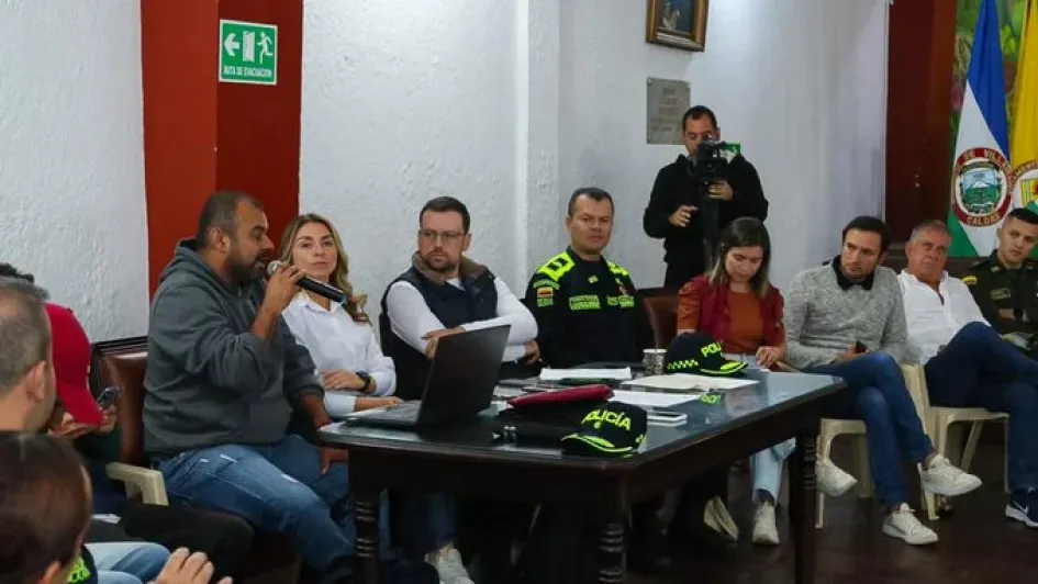 El Puesto de Mando Unificado en Villamaría este domingo.