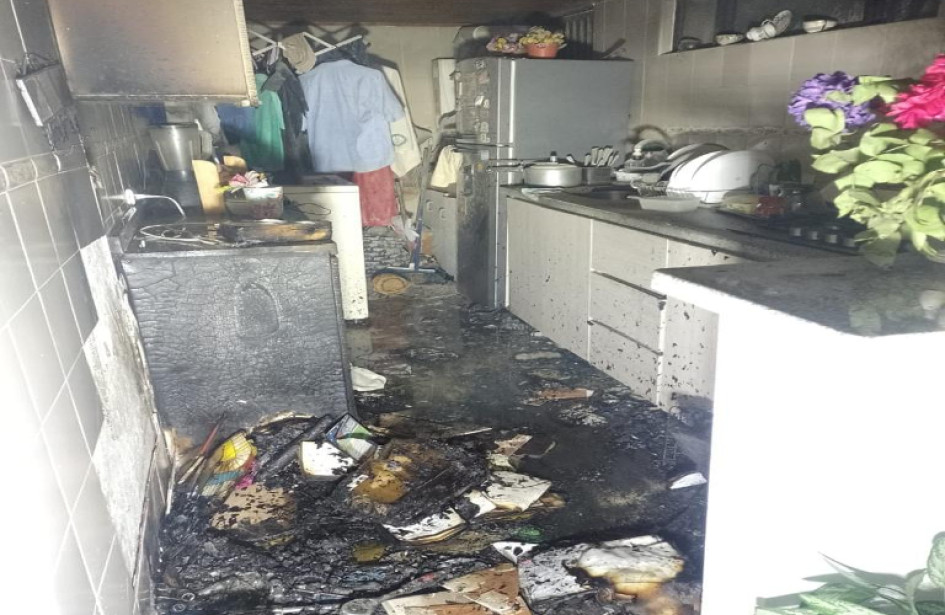 Esta es la cocina en la que se presentó el incendio en Villa Pilar. 