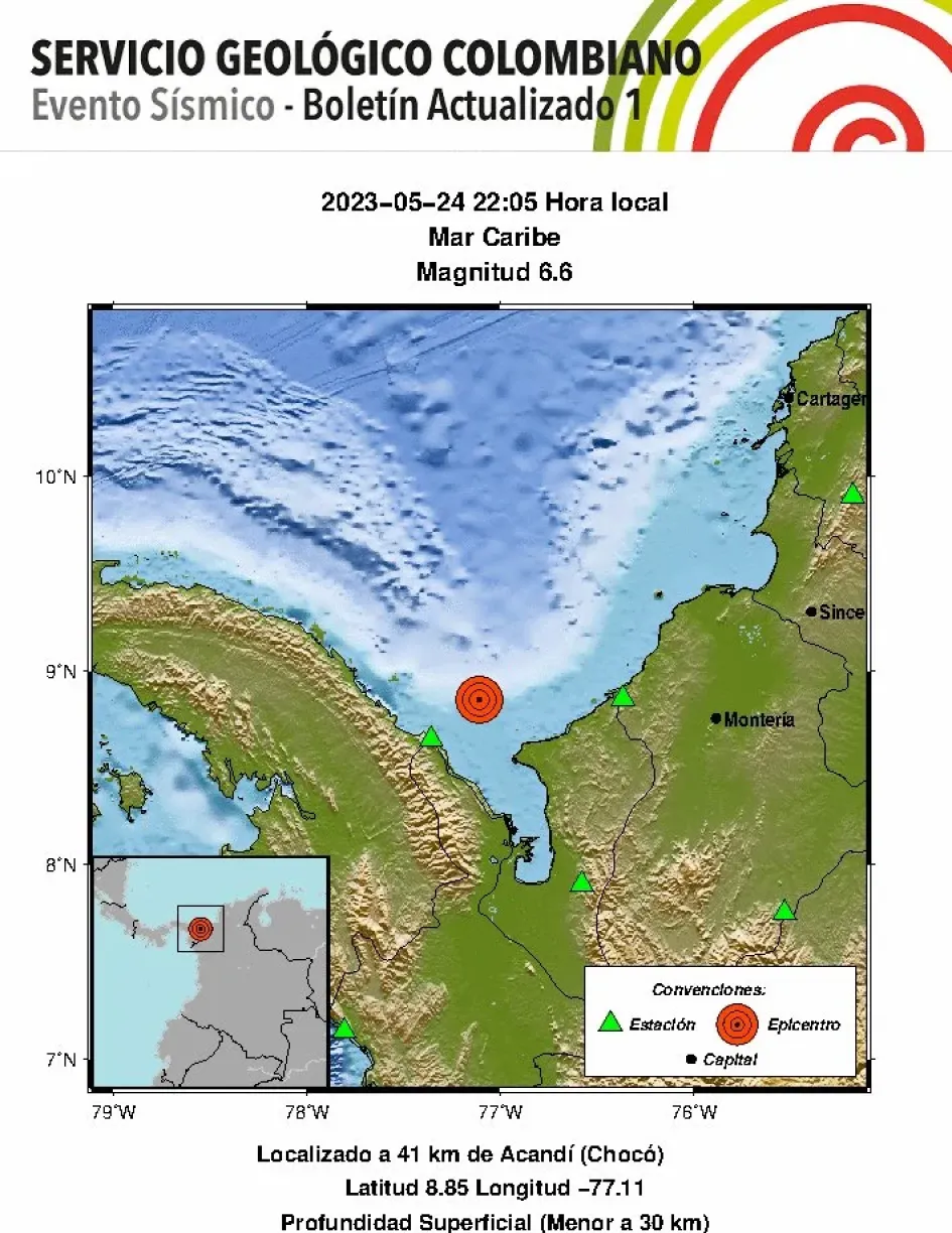 Sismo de magnitug 6.6 en el mar Caribe
