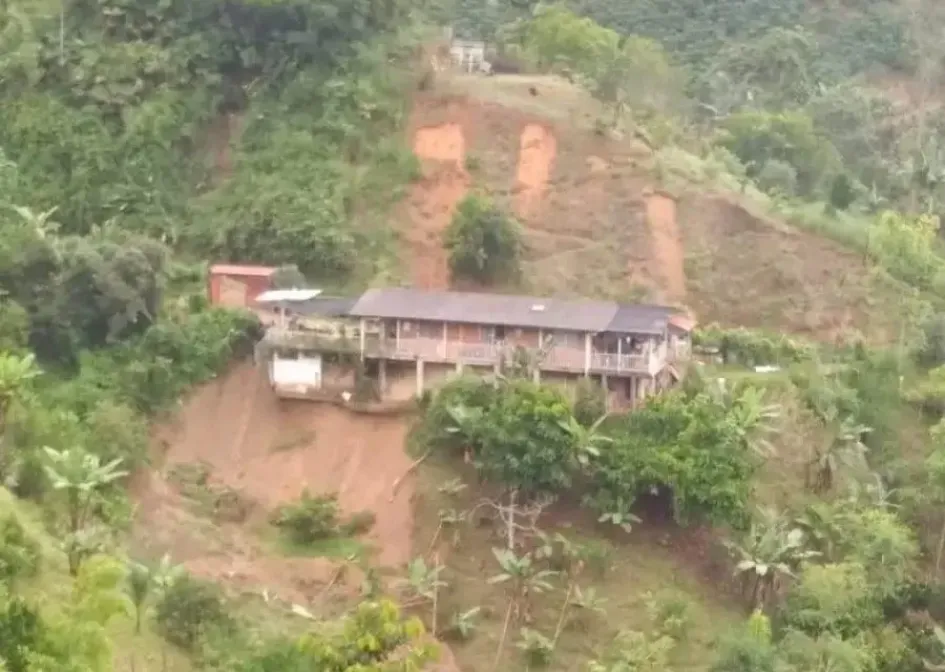 Vivienda afectada en San Peregrino, en Manizales. 