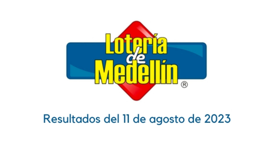 Logo de la Lotería de Medellín. Debajo dice "resultados del 11 de agosto de 2023"