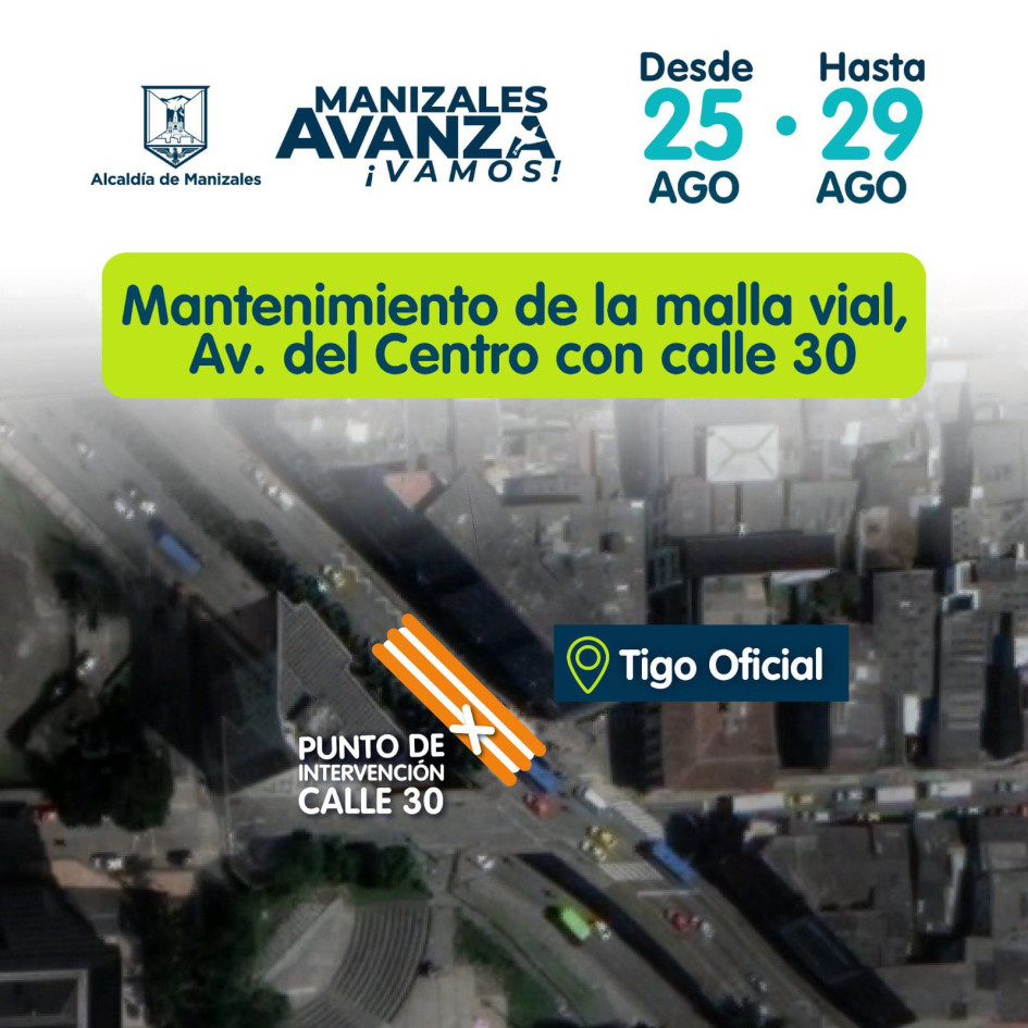 Las obras serán enseguida de la sede principal de Tigo en el centro de Manizales.