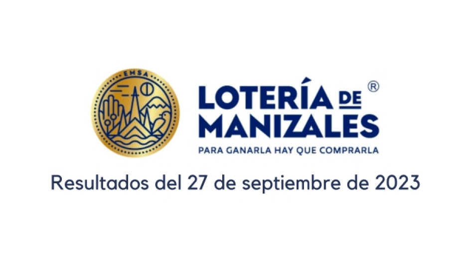 Logo de la Lotería de Manizales. Debajo dice "resultados del 27 de septiembre de 2023"