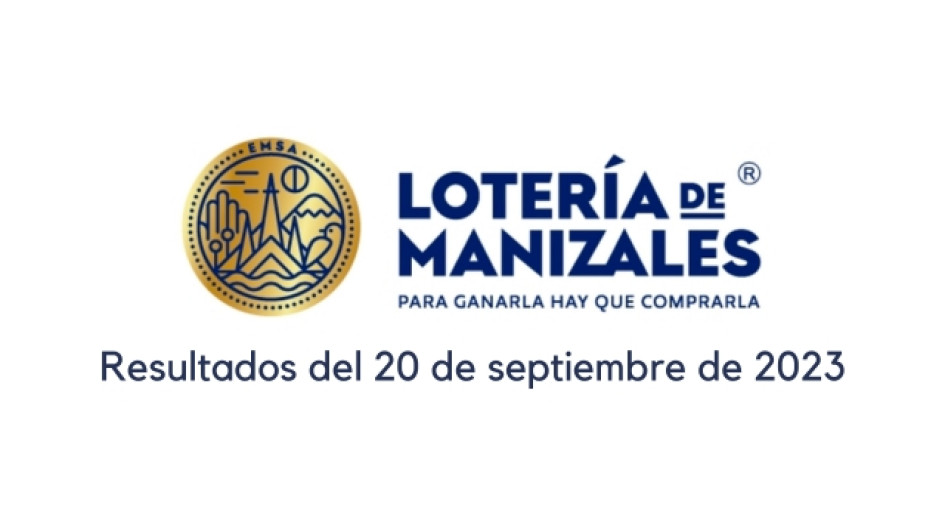 Logo de la Lotería de Manizales. Debajo dice "resultados del 20 de septiembre de 2023"