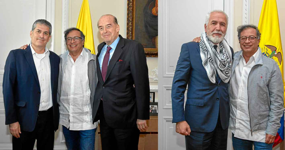 Gustavo Petro se reunió ayer con los embajadores de Israel, Gali Dagan, y de Palestina, Raouf Almalki, en el encuentro con este último lo acompañó Álvaro Leyva, ministro de Exteriores de Colombia.