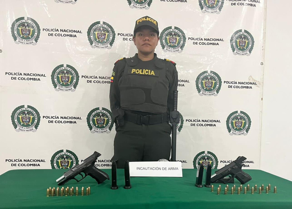 En Marmato le incautaron dos pistolas a un escolta que se movilizaba por el municipio sin los permisos para portarlas.