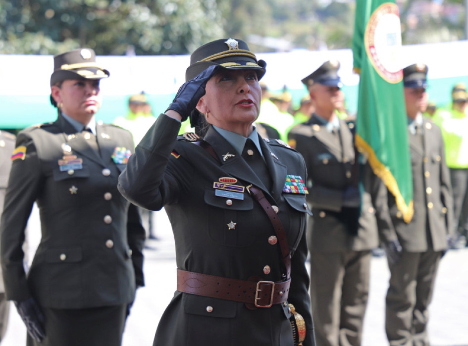Coronel Yurian Jeannette Romero Murte durante la toma de mando como comandante de la Región 3 de la Policía Nacional.