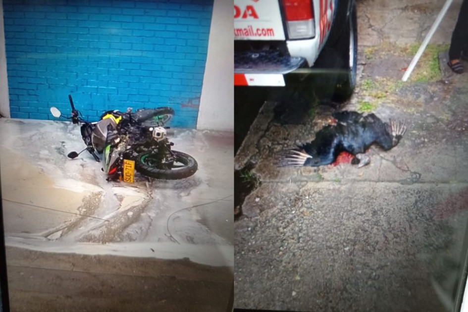 La moto afectada por las llamas. 