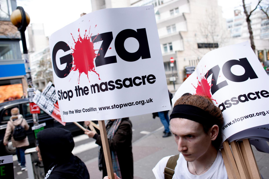 Protesta en Londres este sábado en contra del asedio de Israel a la Franja de Gaza.