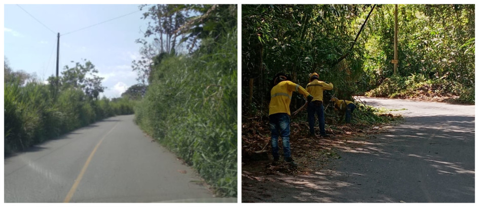 --P1 Foto | Cortesía | LA PATRIA ANTES. El 7 de mayo comenzaron con el mantenimiento.  --P2 Foto | Julián García | LA PATRIA AHORA. Así luce la vía actualmente.