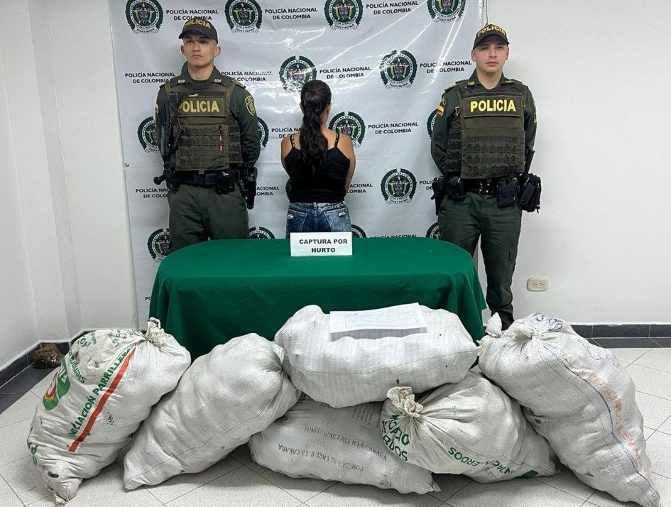 Captura de la mujer que al parecer hurtó 210 kilos de aguacate en Aranzazu.