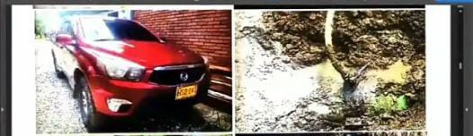 Uno de los carros decomisados y la escena que encontraron las autoridades.