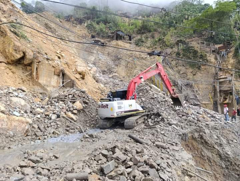 Caída de rocas en el sector Cien Pesos en Marmato (Caldas).
