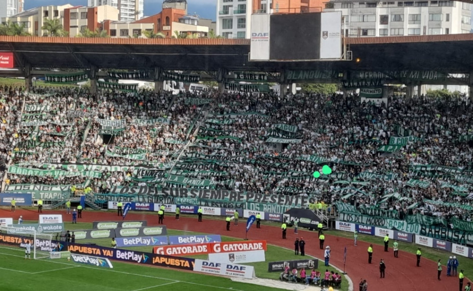 Barra Los Del Sur, de Atlético Nacional, el sábado en el estadio Palogrande en el partido ante el Once Caldas.