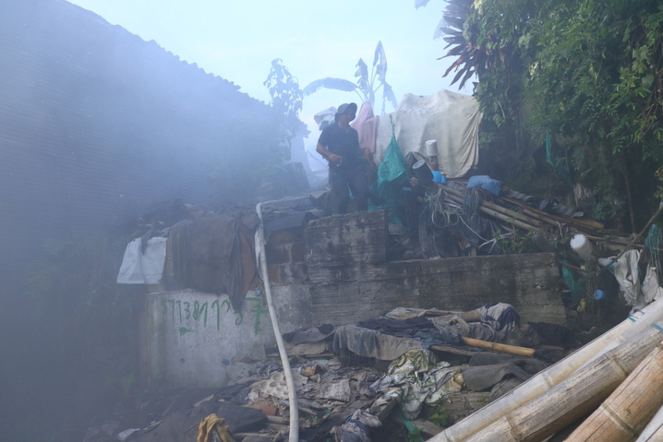 Así quedó la casa después del incendio en Salamina (Caldas).