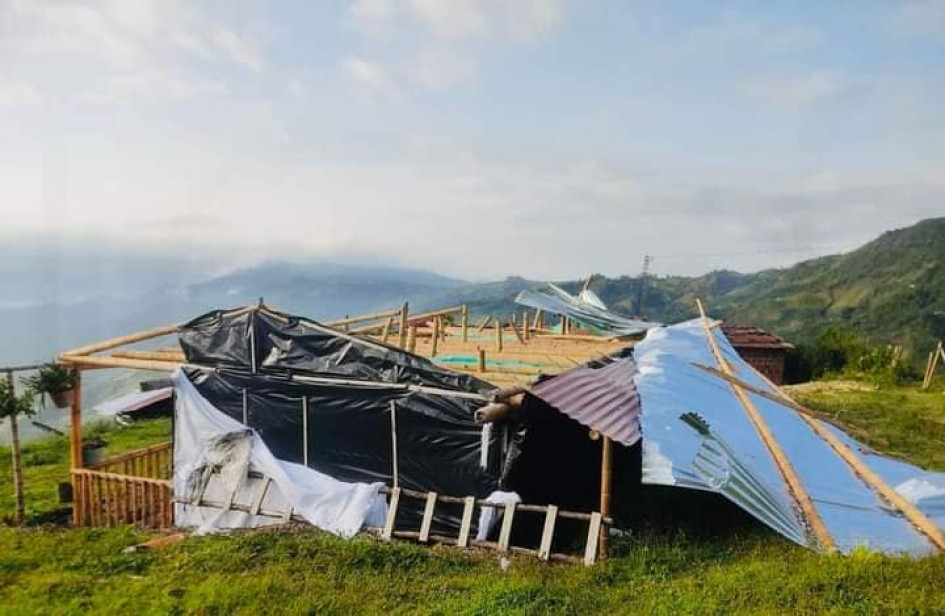 Nueve viviendas terminaron afectadas en zona rural de Risaralda. 