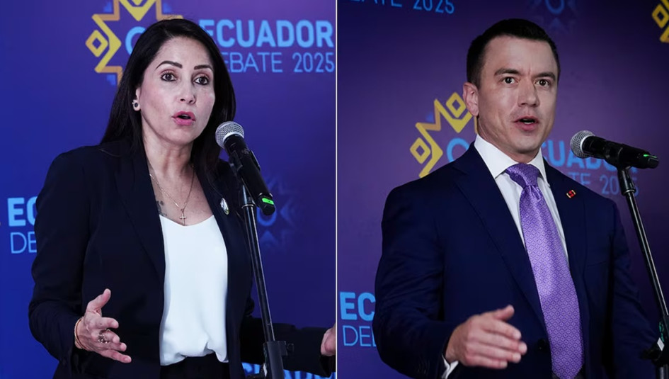La candidata del correísmo Luisa González y Daniel Noboa, presidente de Ecuador.