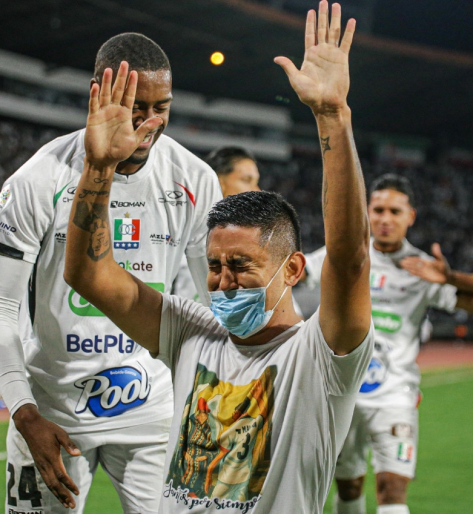 Jerson Malagón y su emotiva celebración del domingo pasado en el Palogrande. Es hoy una de las figuras del Once Caldas.