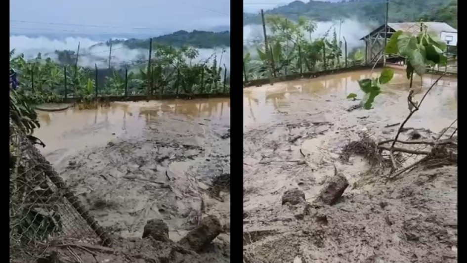 Canchas de la sede Los Sauces, de la Institución Educativa Río Verde Bajo de Buenavista afectadas por deslizamiento.