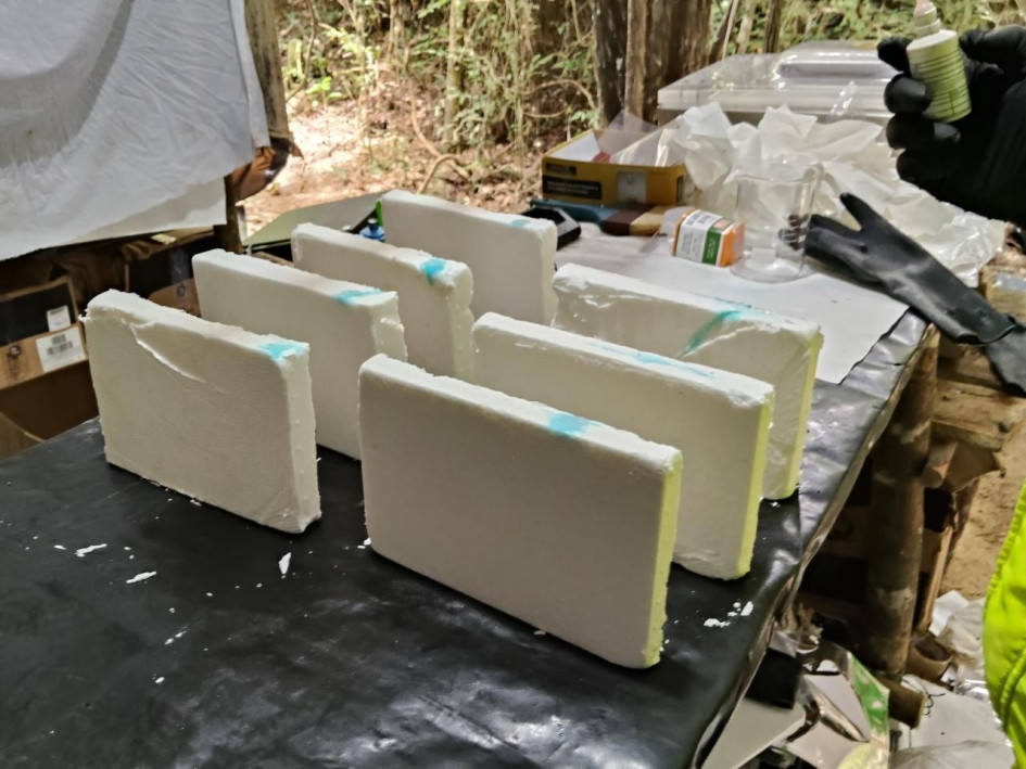 En el operativo fueron incautados 643 kilos de clorhidrato de cocaína, además de insumos químicos, armas y elementos para la fabricación de explosivos