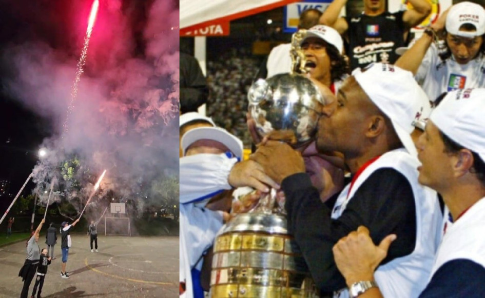  Los parches de la barra Holocausto Norte lanzaron fuegos artificiales desde varios puntos de Manizales y Villamaría este martes