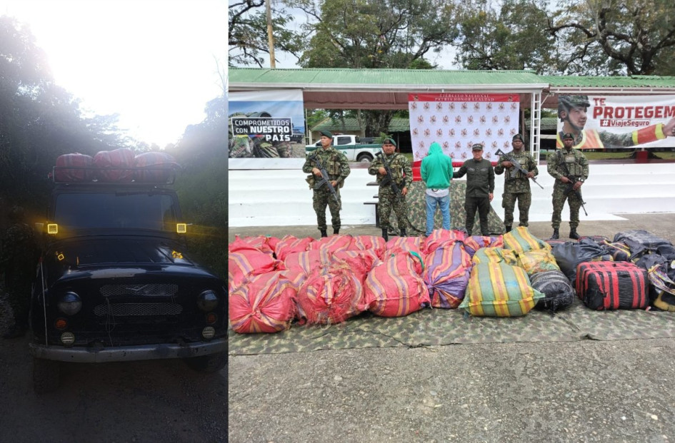 Las autoridades al verificar el vehículo encontraron 28 bultos con marihuana.