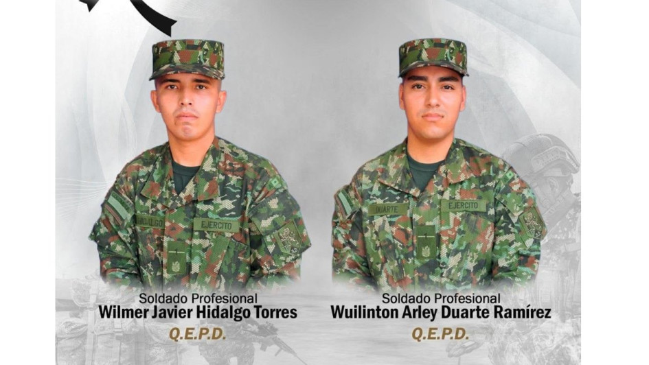 Wilmer Javier Hidalgo Torres y Wuilinton Arley Duarte Ramírez, los soldados muertos.