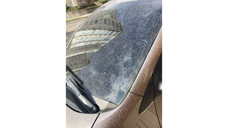 Algunos registros de ceniza esta tarde en Manizales. 