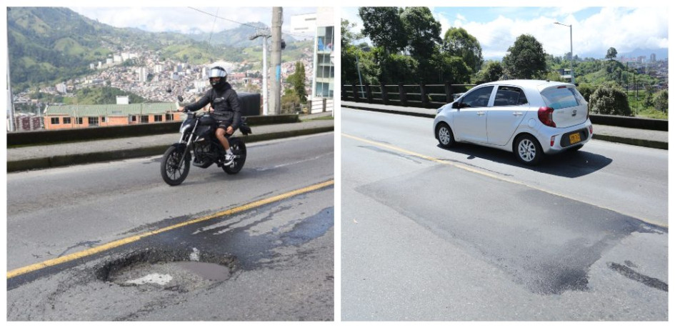 Antes. En junio, así estaban los huecos en este punto. Después. Así quedaron los arreglos en esta vía.