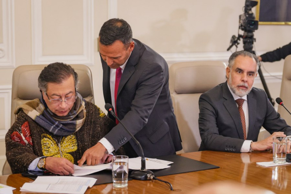 El presidente, Gustavo Petro, durante el Consejo de Ministros.